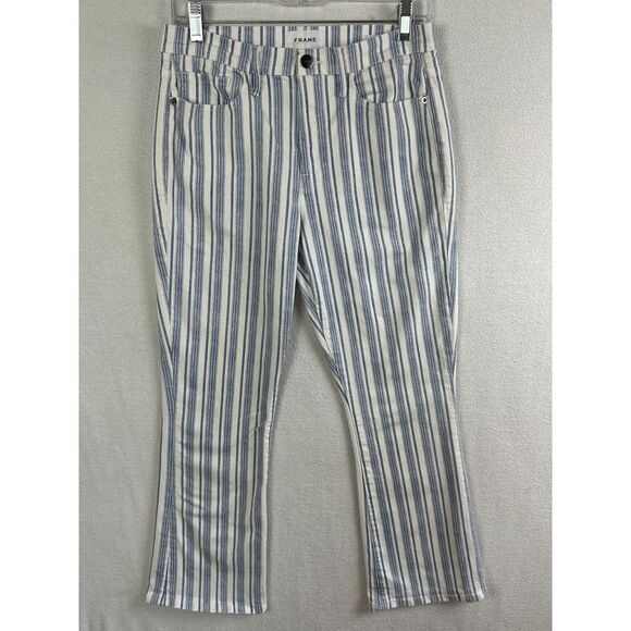 Frame Jeans Women's‎ 30 Kick Boot Blue Striped - Picture 1 of 11